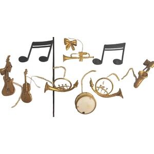 Vintage Christmas Ornaments Orchestra‎ Violin French Horn Sax 10 Pieces